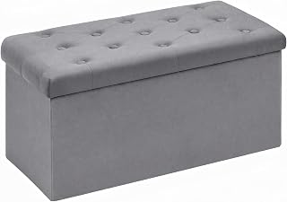 B FSOBEIIALEO Folding Storage Ottoman, 31.5" Long Ottomans Bench, Grey