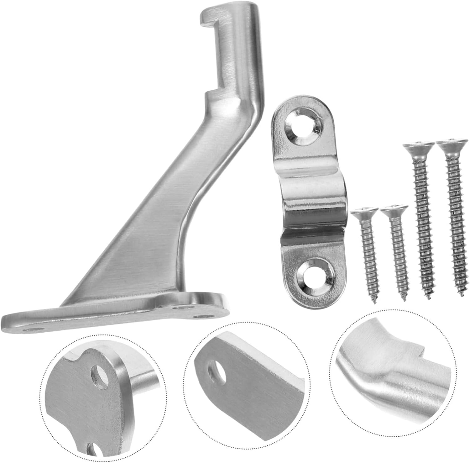WOONEKY Stainless Steel Stair Rail Bracket Handrail Mounts for Stairs Indoor Railing