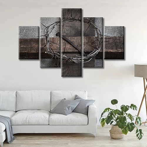 Miniatura 4 de Póster de uñas y Jesucristo para decoración del hogar, arte de pared, 5 piezas, corona de espinas en la santa cruz, decoración de dormitorio, arte