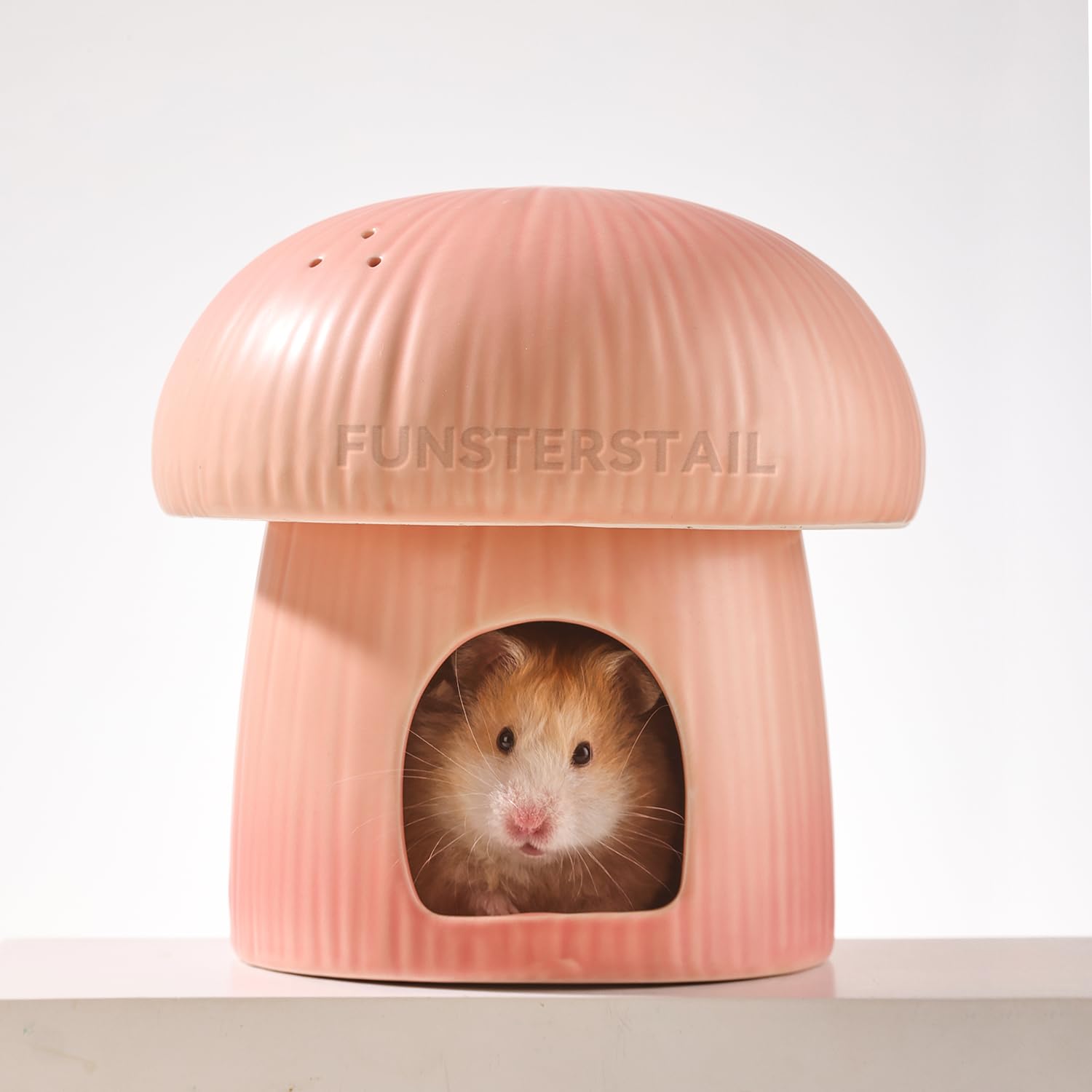 Hamster Hideout Ceramic, Mushroom Shape Hamster House and Habitats