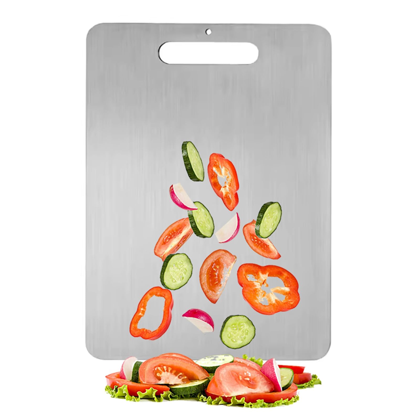 Tabla De Cortar De Titanio De Doble Cara De Primera Calidad Con Superficie De Acero Inoxidable Antibacteriana 98750678