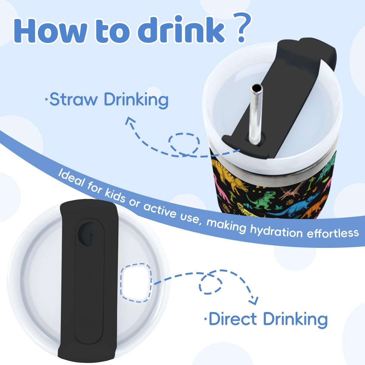 14oz Tumbler with Handle and Straw for Brother, Stainless Steel Vacuum Insulated Tumblers, Fathers Day Birthday Gifts for Boys, Dinosaur Lover Gifts for Son, Men - Image 5