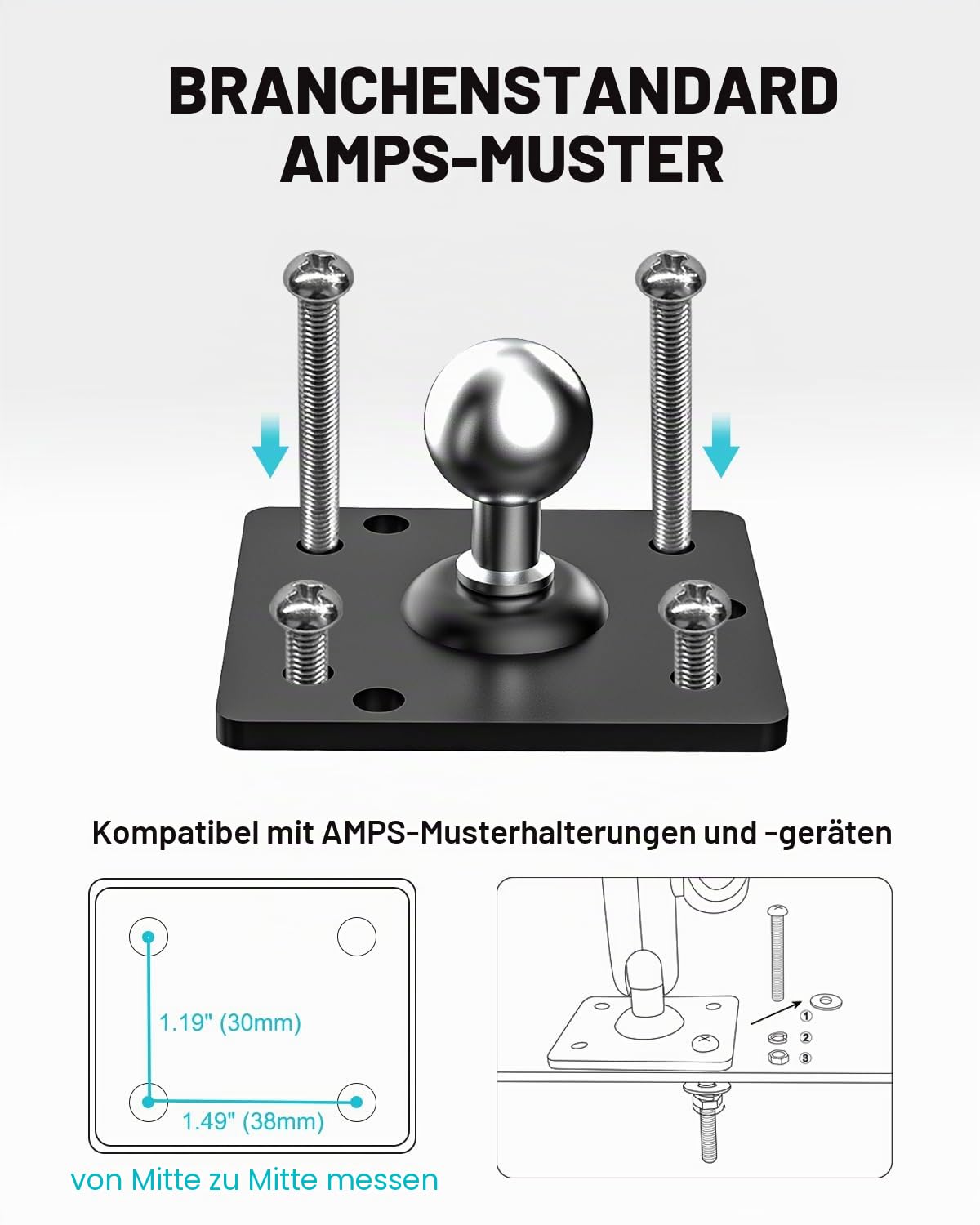 Verriegelbare Bohrbasis Tablet Halterung Auto Armaturenbrett, Robuste Tablet Halter KFZ mit Schloss und Schlüssel, Abschließbar Ständer für iPad 11 Air Mini, ELD, Galaxy Tab, 7-11" Geräte