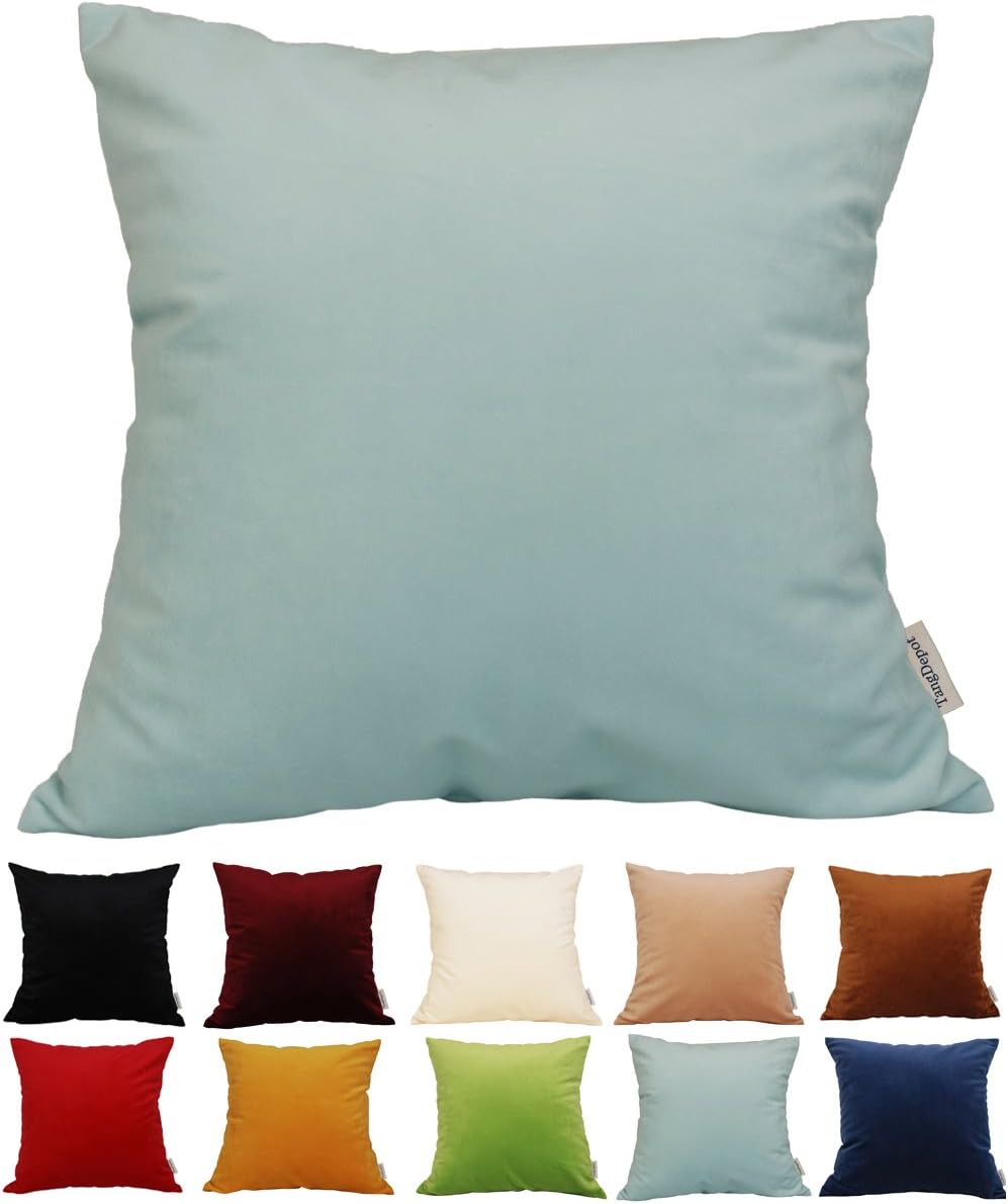 TangDepot Solid Velvet Throw Pillow Cover/Euro Sham/Cushion Sham, Super Luxury Soft Pillow Cases, Many Color & Size Options - (26"x26", Charcoal)