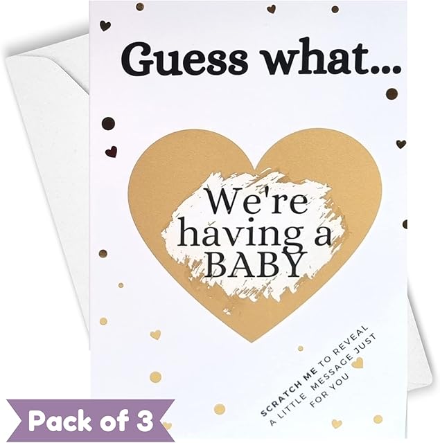 3 Pack Pregnancy Announcement Cards Baby Reveal Scratch Cards: Guess What... We're Having a BABY Surprise Novelty Gift Idea Scratchcards for New Dad Grandparents