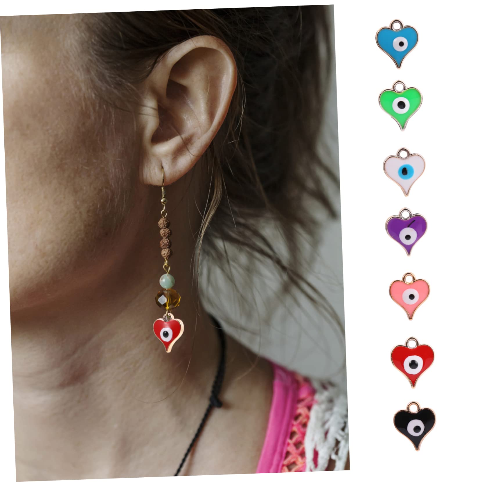 Tofficu Materiale Per Gli Occhi A Forma Di Cuore Hallowen Cardione Gioielli Che Ciondoli Malocchio Portafortuna Per Gli Occhi Perline Per Braccialetti Resina