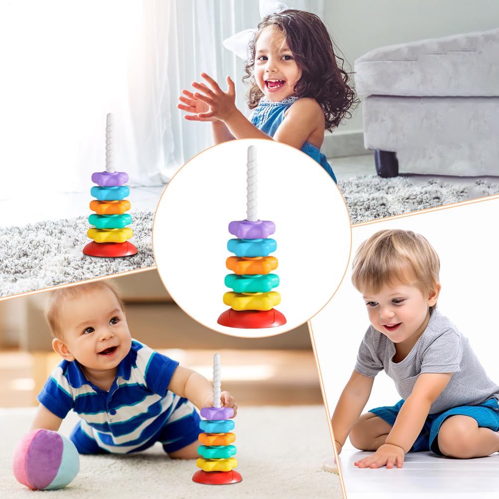 Stapelbares Sternenspielzeug, Stapelturm mit Sternen, Regenbogen-Rotations-Stapelspielzeug, Regenbogen-Lernringe, sternförmiges Spielzeug für Babys ab 6 Monaten