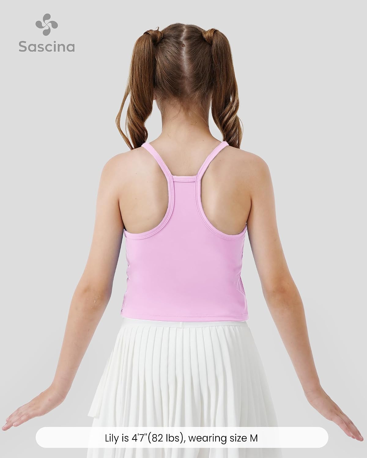 Sascina Girls Cami Bras 6-11 Kids Training Tank Tops for Girls Double Lined Camisole Kids Dance Bras