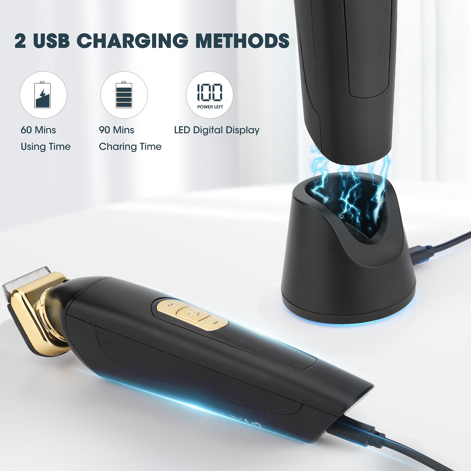 Zesuti Manscape Trimmer da uomo – Regolatore elettrico a sfere da uomo/a secco/bagnato, girevole a 30°, rasoio elettrico da uomo, per la cura del pubico/corpo/inguine, impermeabile IPX6, dock di