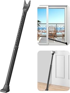 Upgraded Door Security Bar & Sliding Patio Door Security Bar, Heavy Duty Security Door Stoppers Adjustable Door Jammer Security Bar for Home, Apartment, Travel (1 Pack,Black)