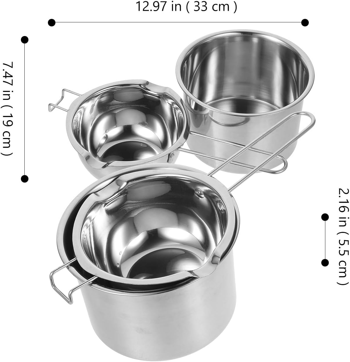 BESTYASH Double Boiler Chocolate Melting Pot 600ml Stainless Steel Wax Melter Heating Pot for Candle Making and Butter Warmer with Set