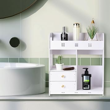 Bathroom Wall Cabinet Bathroom Cabinet Wall Mounted wih 2 Door & 3 Drawe, Over The Toilet Storage White Wall Mounted Medicine Cabinets for Bathroom Laundry Room Kitchen White