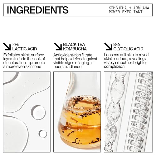 Youth To The People Kombucha + 10% Aha Power Exfoliant - Overnight Liquid Face Peel + Dark Spot Corrector For Uneven Skin Tone - 7% Lactic Acid + 3% Glycolic Acid Face Peel Exfoliator (4Oz) #TOP4