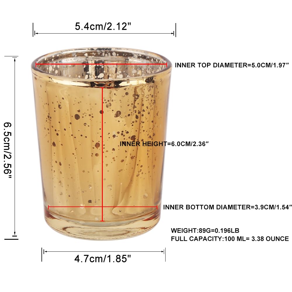 6 portavelas de cristal dorado – Portavelas votivas a granel para bodas, eventos, votivas de cristal para centros de mesa de boda, Navidad, Acción de Gracias – Decoración de accesorios para