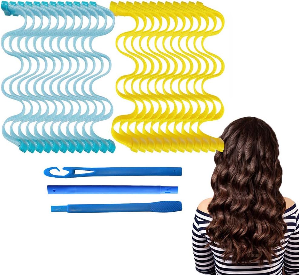 24 PCS Hair Rollers 21.6 inchs Wave Style No Heat Hair Rollers for Long Hair Easy Operate Hair Styling Tools