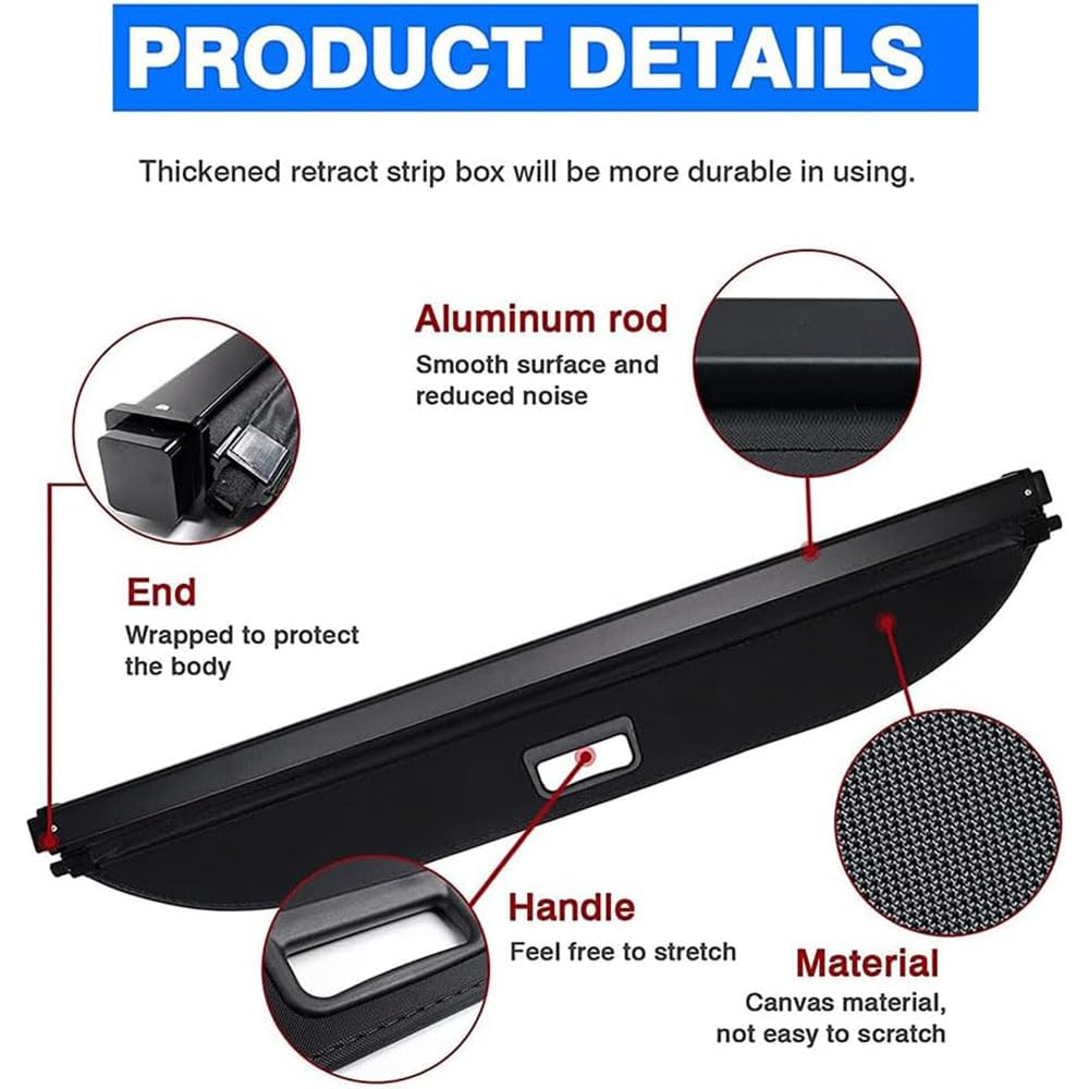 Auto Ripiani Bagagliaio Posteriore per VW TOURAN 2006-2015, Auto Retrattile Copertura Bagagliaio Privacy Protezione Accessori