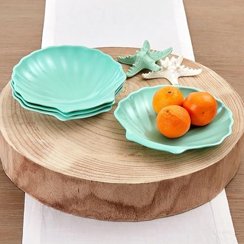 The Lakeside Collection Coastal Melamine Dinnerware - Set of 4 Shell Plates
