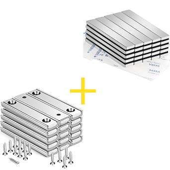 TRYMAG 60x13.5x5mm Neodymium 80 Lbs Bar Magnets with Countersunk Hole 15 Pack Bundle with 60x10x3mm Strong Magnets Heavy Duty 25 Pack