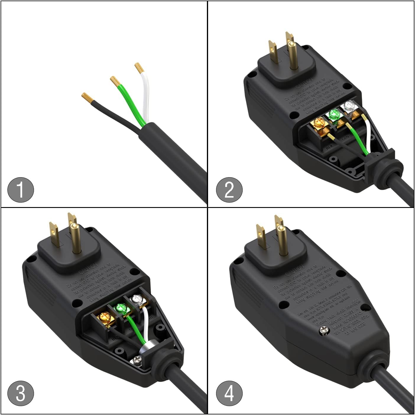 GFCI Replacement Plug Assembly Auto Reset 15 Amp 3 Prongs, 5 Years Warranty, Ground Fault Circuit Interrupter Safety Plug for Pressure Washer, Hot Tub, Air Conditioner, Hair Dryer