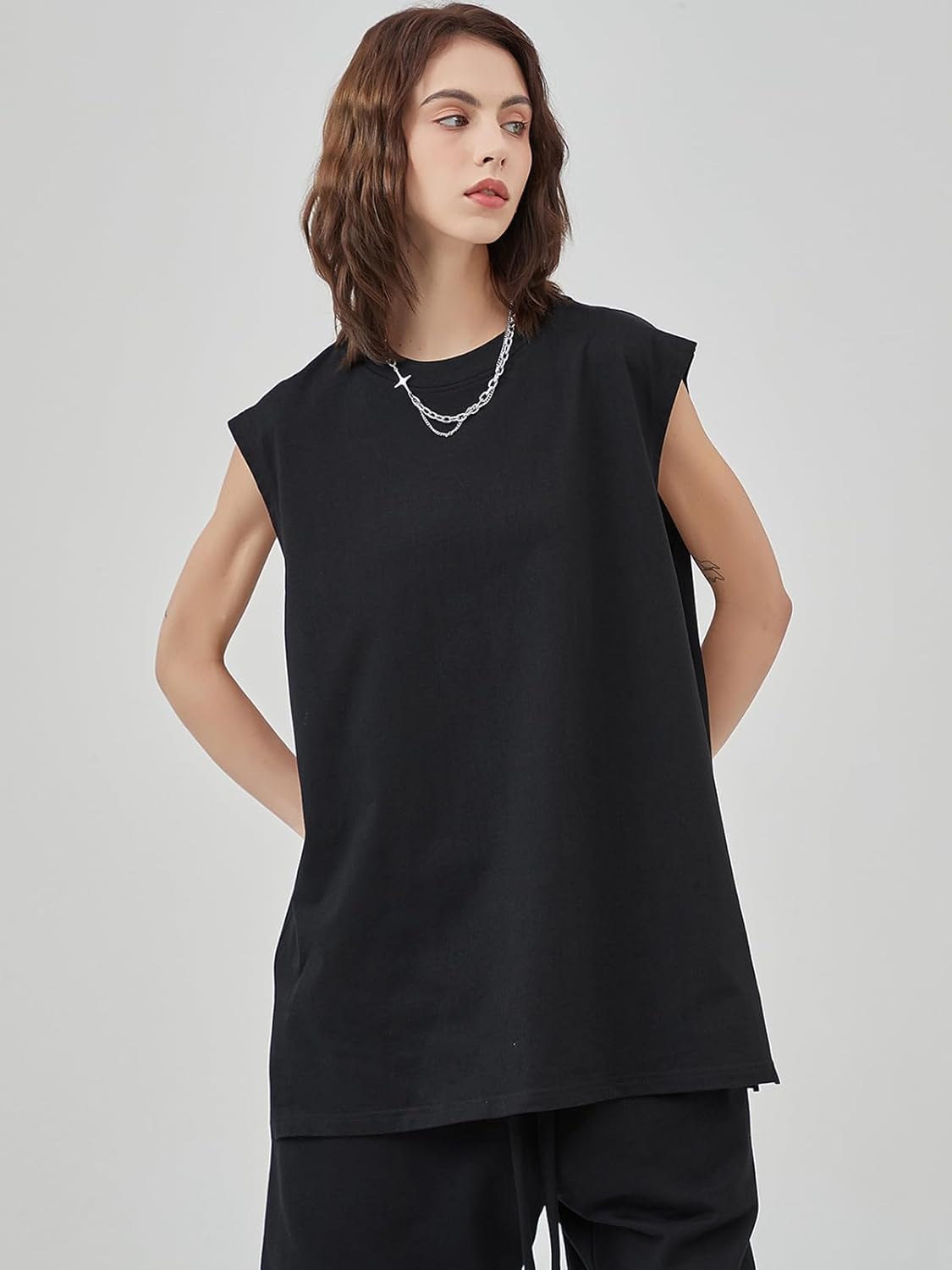 Mens Workout Tank Tops Sleeveless Tee Shirts Men Muscle Shirt Gym Acid Wash T Shirts Running Beach Loose Fit Tee - Image 2