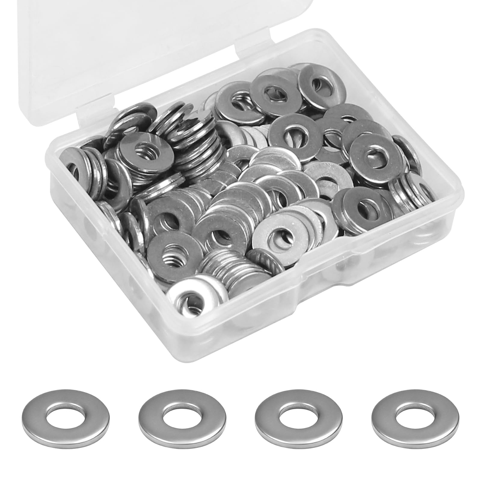Stainless Steel Flat Washers - 200 Pack 8# -7 Stainless Steel Flat Washers - 200 Pack 8# -7