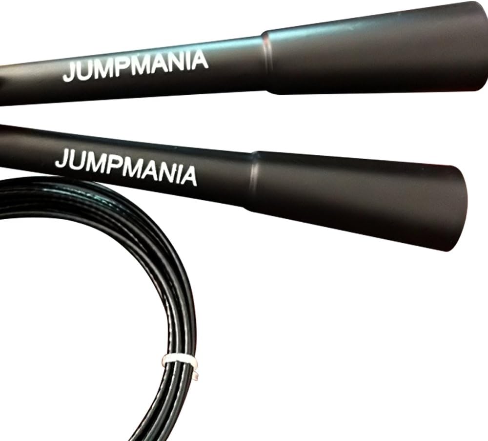 Jumpmania Speed Rope-Perfect Cable Jump Rope for Crossfits,Boxing,Double Unders-Helps in Burning Calories-10ft Long-Easy to Adjust Length-Advanced Cardio Training- Weighted-Ideal for Workouts-Best Lifetime Guarante (Black)