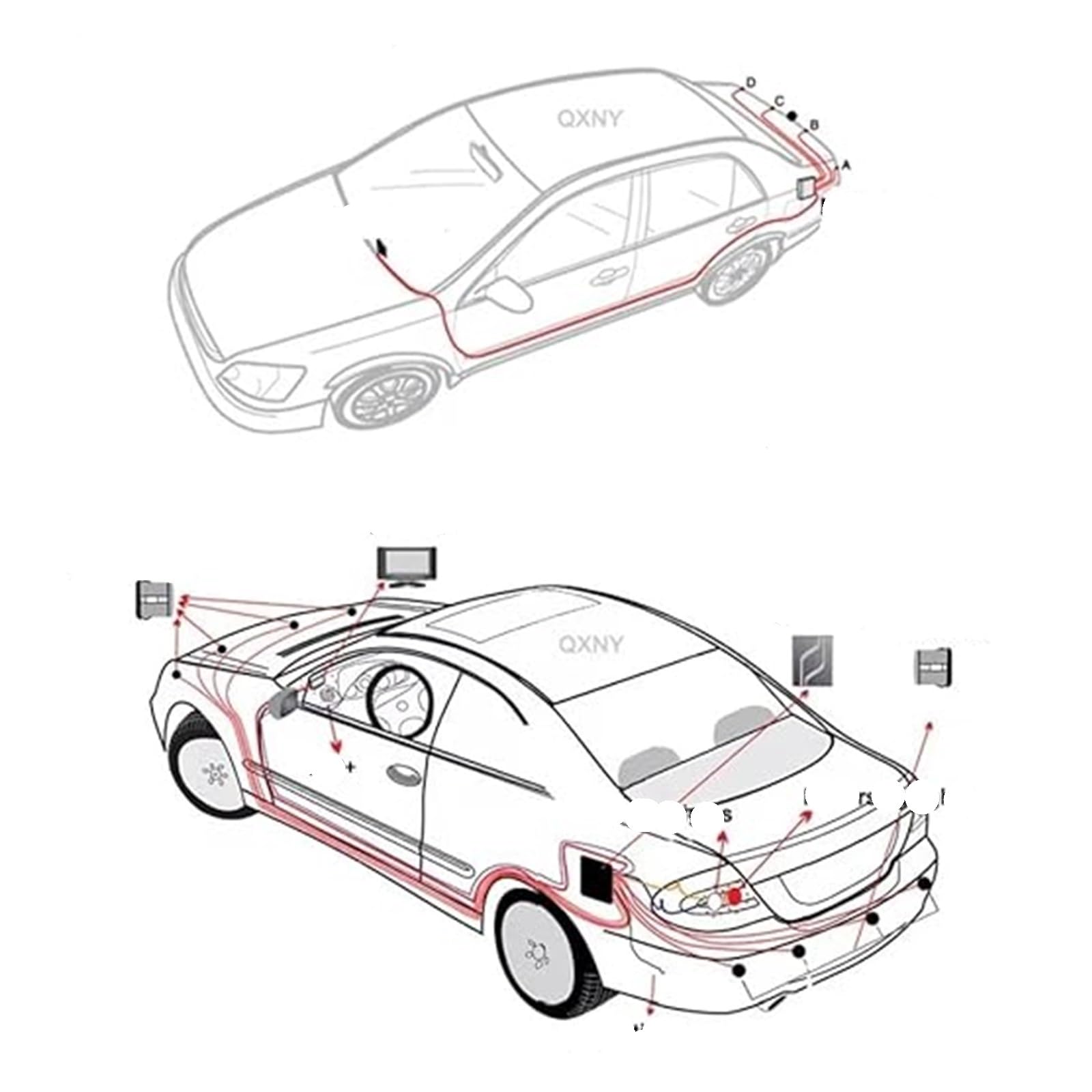 Kit Sensor Estacionamiento Radar Marcha Atrás Trasero para Coche 8 Zumbadores Sonido Indicador Alerta Sonda Asistencia De Aparcamiento(B)