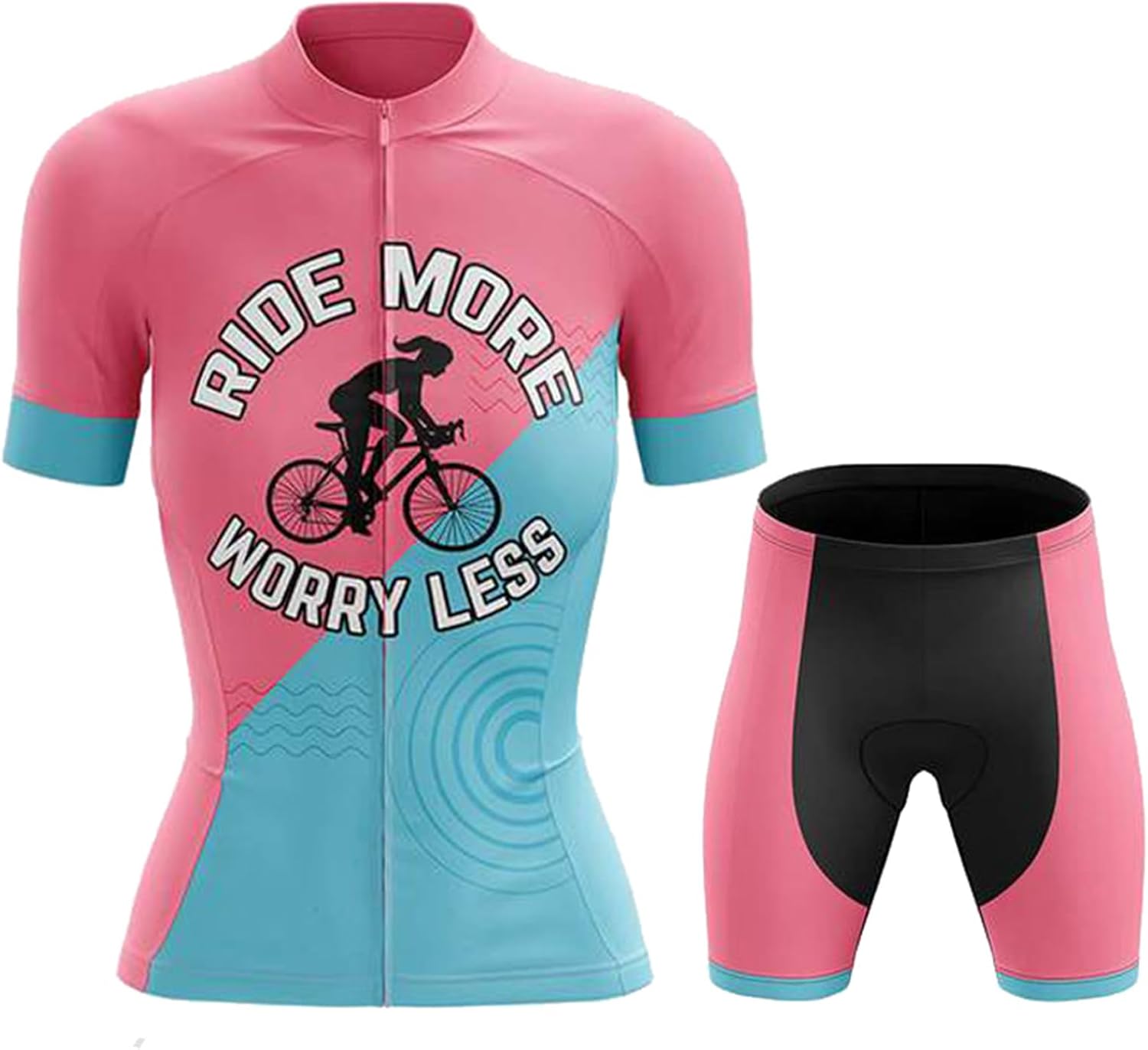 Completo Ciclismo Donna - Maglia Manica Corta E Pantaloncini Con Gel 19D, Traspirante Per MTB E Strada