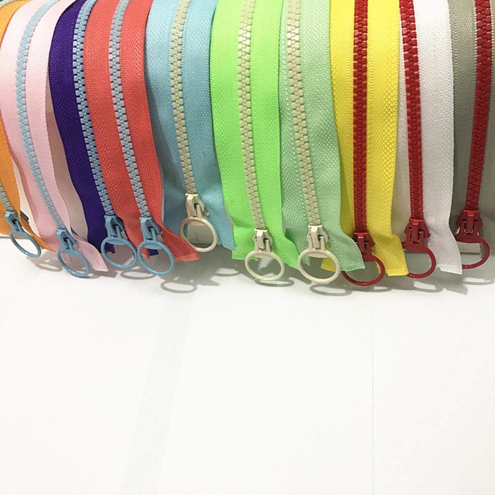 10pcs Hit Color (30-60CM) Aberturas 5# Resina Cremallera Anillo de tracción Cabeza de cremallera Bolsos de costura de bricolaje Accesorios de ropa (color: U PICK)