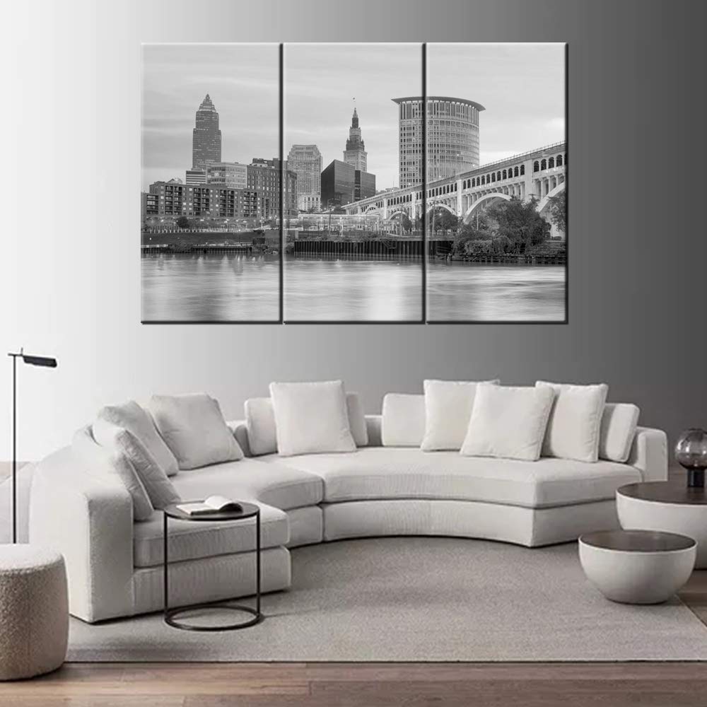 Tableau City Skyline TUMOVO triptyque pour design de salon moderne