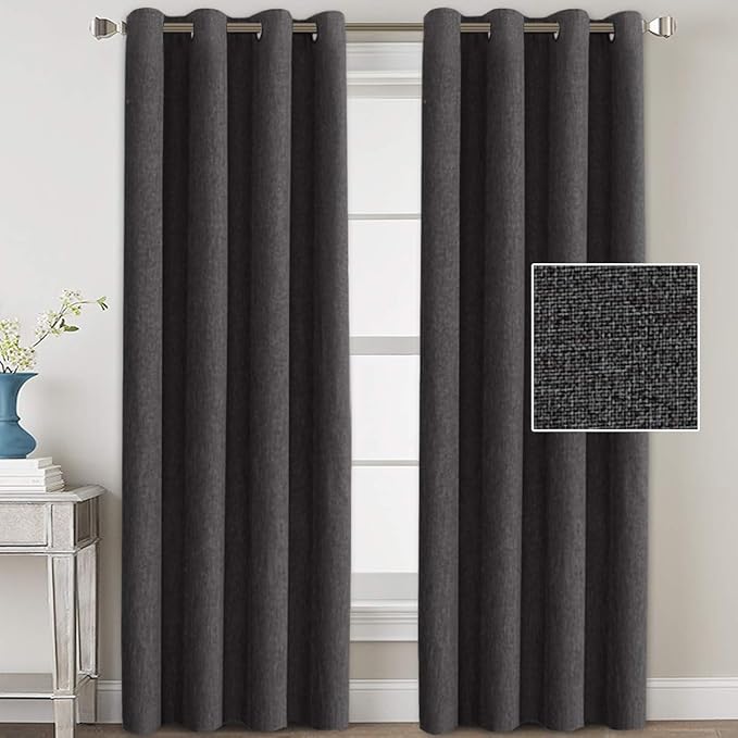 H.VERSAILTEX Linen Blackout Curtains 96 Inches Long for