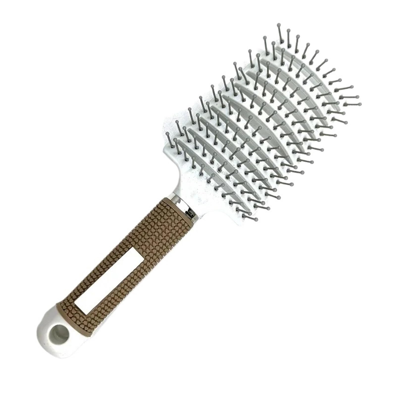Cepillo rizador de dientes anchos, peine masaje for el cabello, portátil plástico(White)