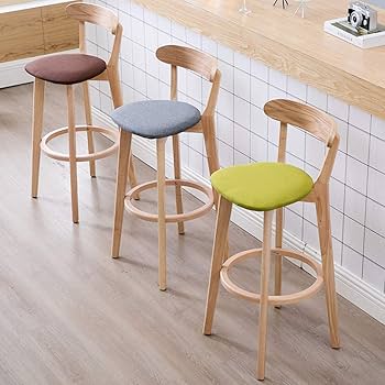 Amazon｜キッチン用バースツールチェアフットレストブラウンリネン