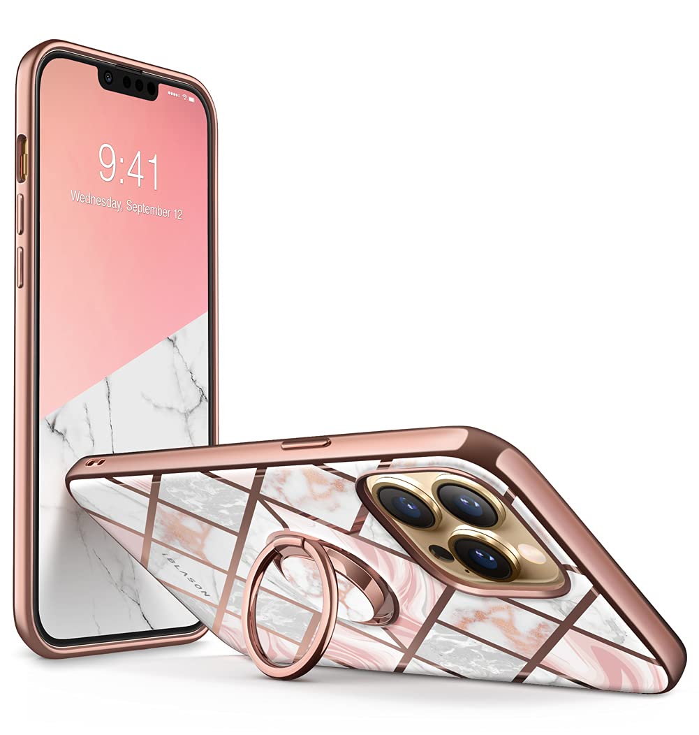 i-Blason Cosmo Snap Case for iPhone 13 Pro (6.1 Inches) Slim Mobile Phone Case Shockproof Case Thin Protective Case with Built-in Ring Holder Supports Car Holder