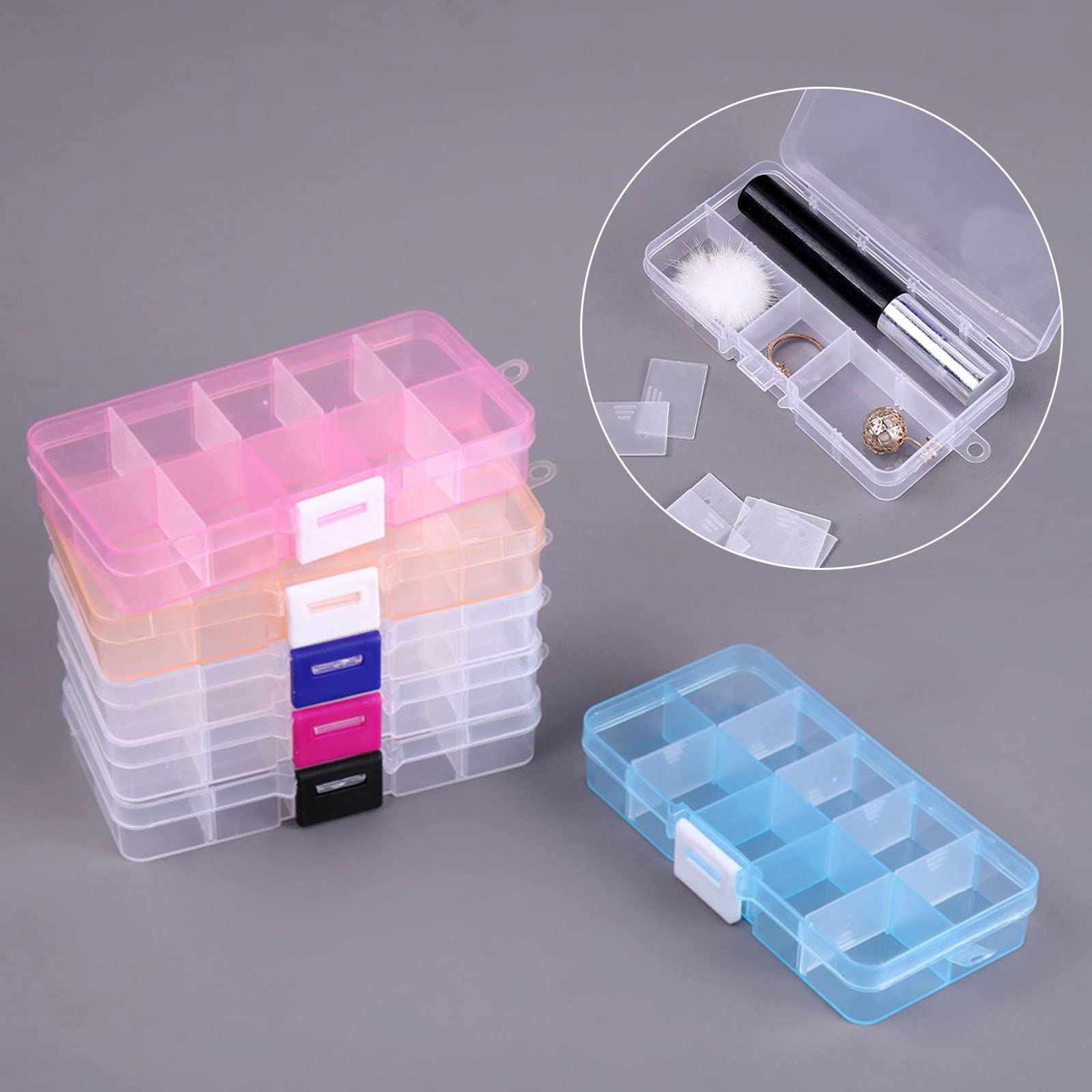 Clear Storage Box 10 Compartment With Sealing Lid Container For Case For Small Jewelry For Multicolor Organization Holder