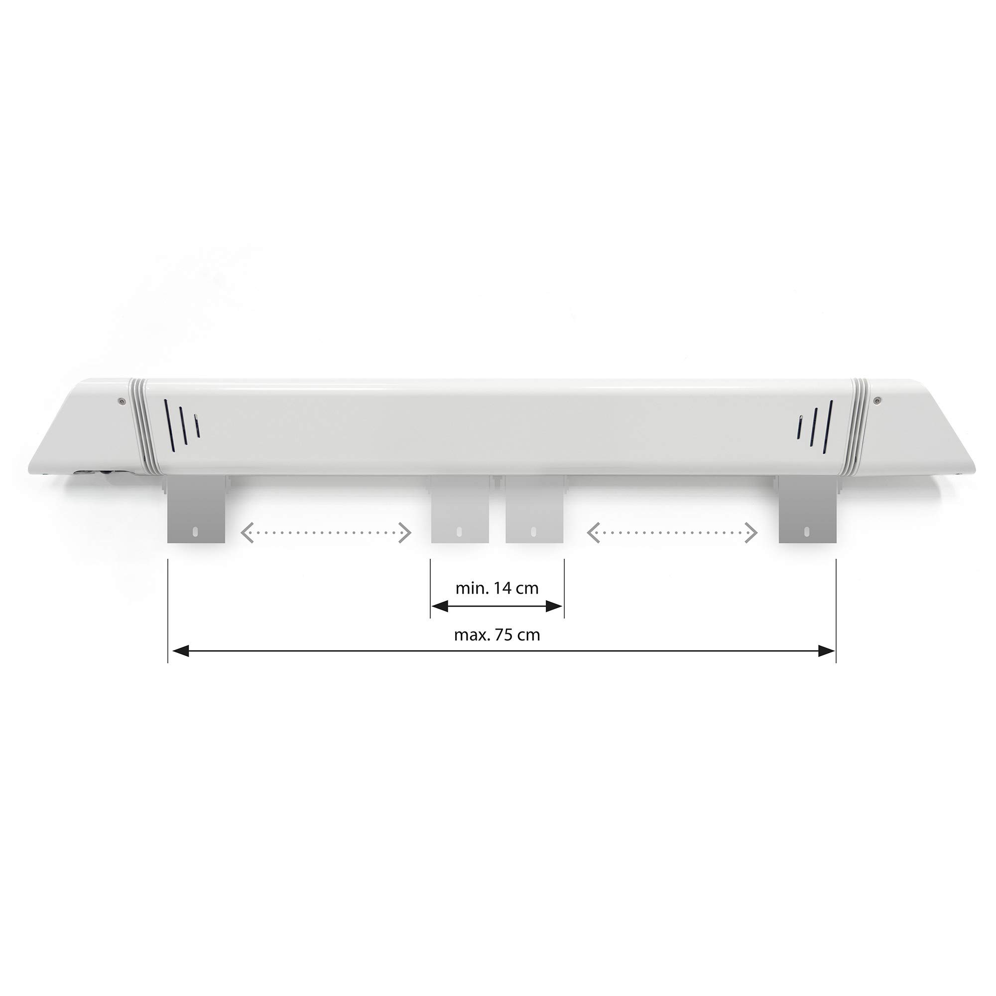 VASNER Teras 25 Infrarot Heizstrahler Terrasse - Terrassenstrahler 2500 W elektrisch - 4 Heizstufen Terassenheizer - Infrarotstrahler Terassenheizstrahler außen outdoor - Mit Fernbedienung (silber)