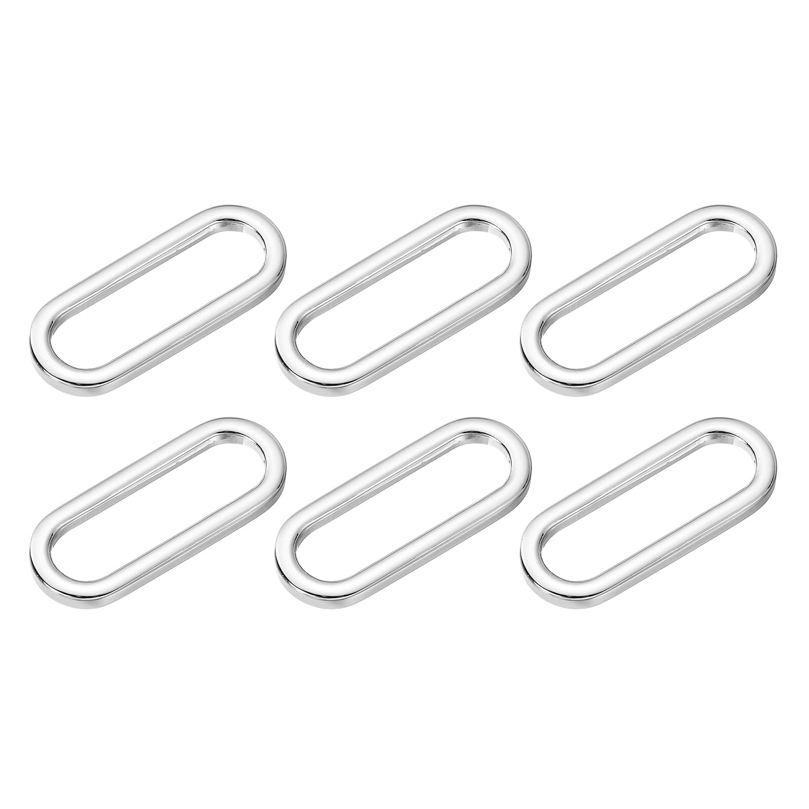 sourcing map 6 Pcs Metal Oval Ring, 1" Flat Oval Ring Buckle Belt Fastener Strap Keeper Loop for DIY Leather Purse Bags Handbag Straps, Silver Tone
