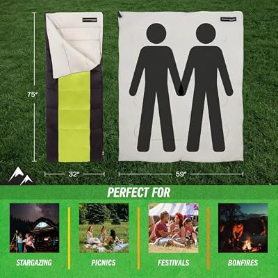 Sleeping Bag - 3 Season Warm and Cool Weather Sleeping Bags for Adults, Teens, and Kids - Lightweight Compact Spring Summer Fall Camping Sleeping Bag - Camping Essentials by Wakeman