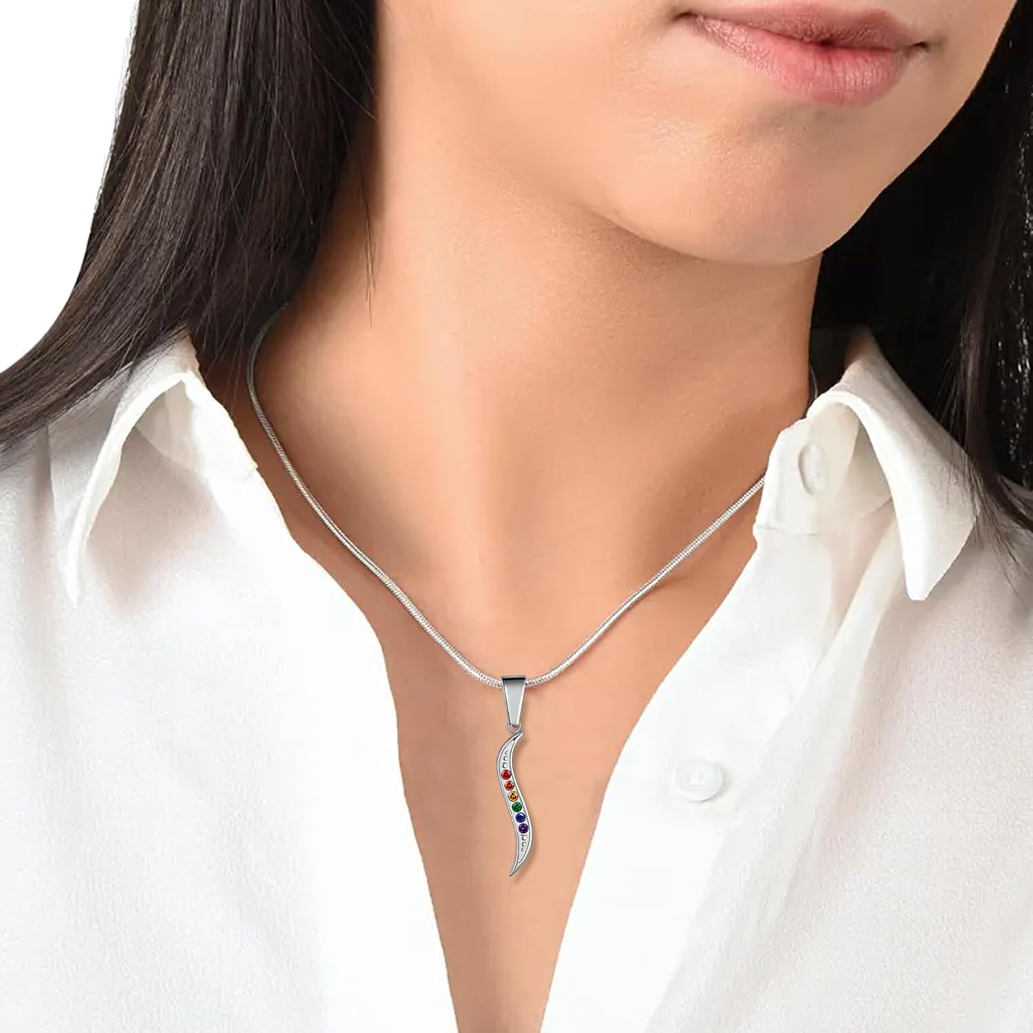 Hipunk Stainless Steel Rainbow Flag Pendant Necklace - Gay Pride Jewelry for Men and Women - Image 9