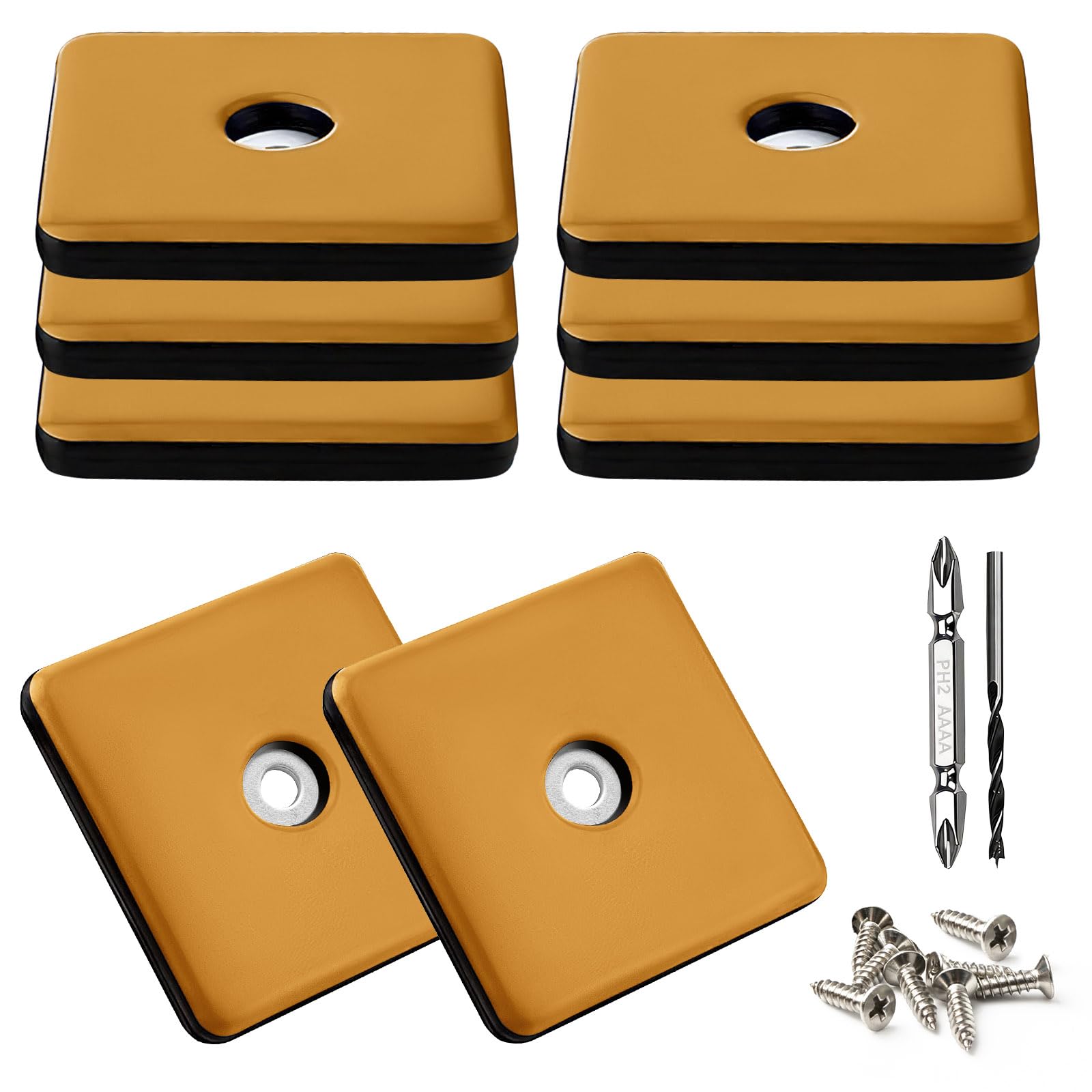 8PCS 50mm Square Screw On Gliders Orange Teflon Furniture Sliders