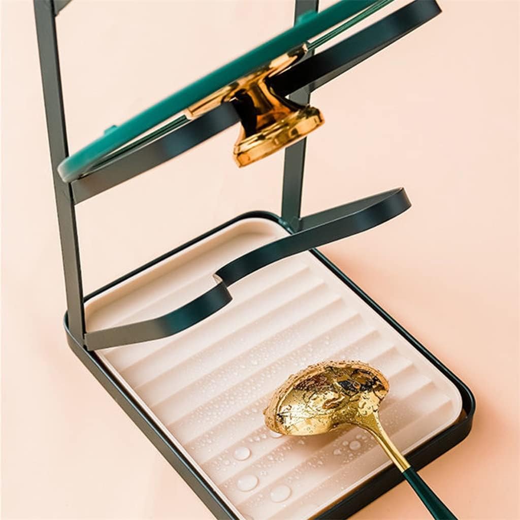 Detachable Pot Lid Stand Spoon Storage with Handle Kitchen Cabinet 3 Layer Spatula Rack for Utensils (Color : Green, Size : One Size) (Green One Size)