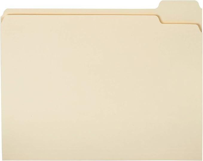 Amazon Basics File Folders 1/5 Tab, Manila, Letter Size, 100Pack Office Products