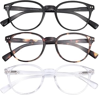 SKYWAY Blaulichtfilter Brille ohne Stärke Damen Herren, Klassische Leichte Runde Blaulicht Brille Blue Light Glasses Computerbrille Gaming Brille mit Federscharnier