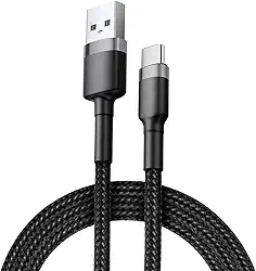 Cabo USB Tipo-C 5A Reforçado 1 Metro – Carregamento Rápido, Nylon Trançado Resistente, Preto