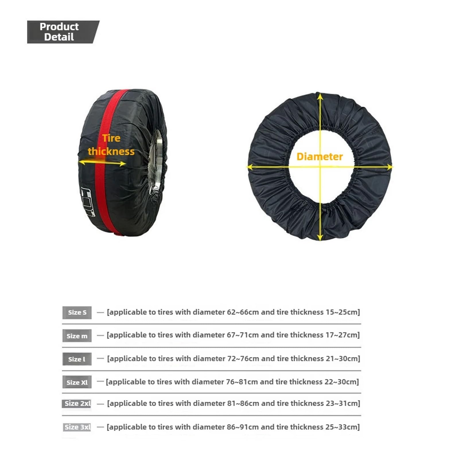 Auto-Ersatzreifenabdeckungen, 4 Stück/Lot, 210D Oxford-Gewebe, Auto-Ersatzreifenabdeckung, Rad-Aufbewahrungstaschen, staubdichte Schutzhülle, tragbare Radtasche (210D-M, 4 Stück)