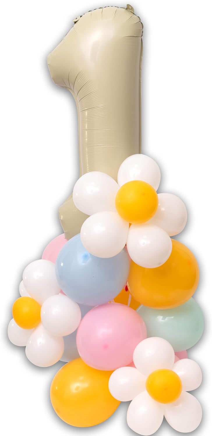 ZAIBIANHAO Daisy Balloon Bundle - Floral Theme Party Decoration,Colorful Balloons for Baby First Birthday,Fairy First Birthday Party Decor Supplies