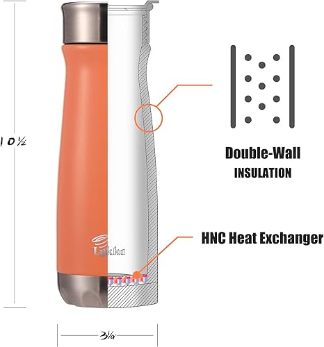 Miniatura 5 de Lykka Botella de agua aislada al vacío de 21 onzas agita para calentar y enfriar, calentador de manos, tapa a prueba de derrames, vaso aislado de