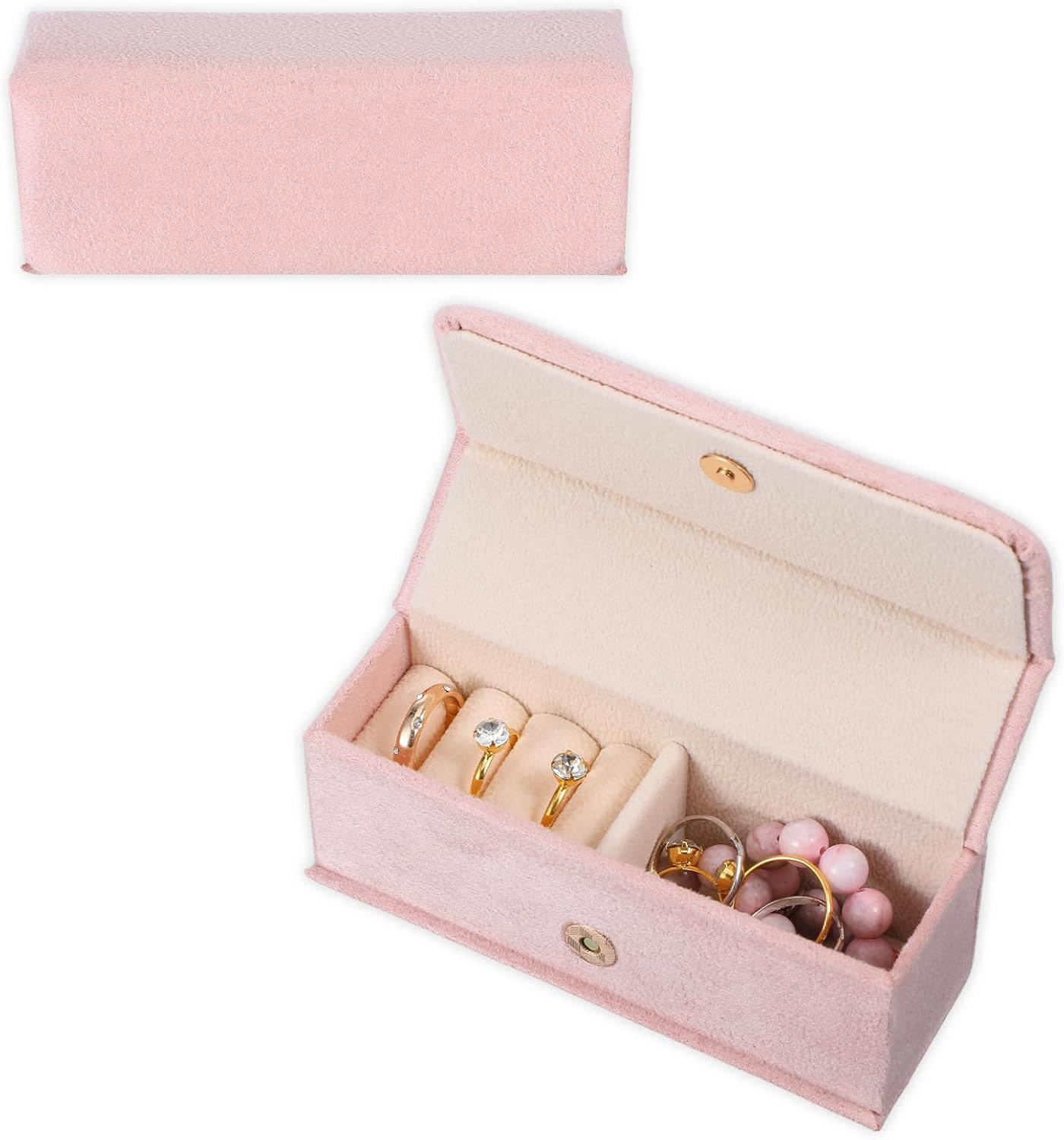 Neyauo Mini Travel Jewelry Case, Tangle-Free Vegan Leather Jewelry ...