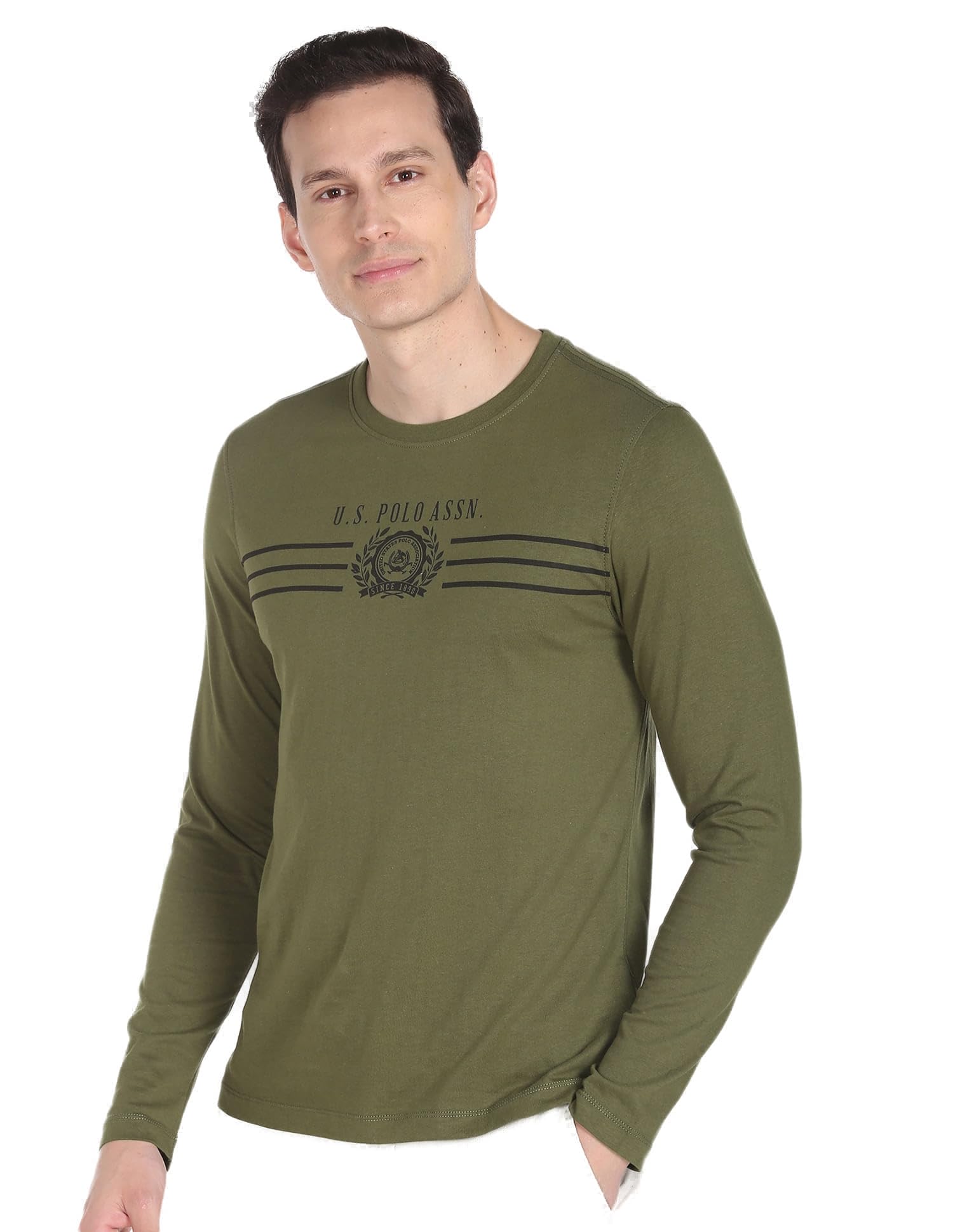u.s. polo assn. Men's Crew Neck Long Sleeve Brand Print Cotton T-Shirt-picture-28
