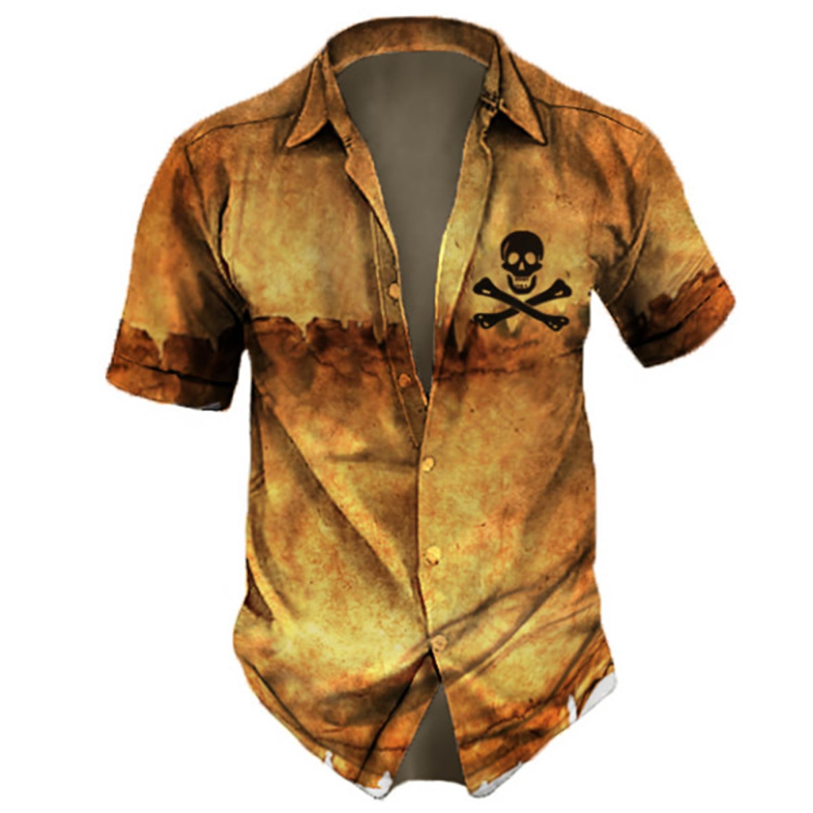 Generic Camisa De Calavera Hawaiana De Verano para Hombre, Camisa De Playa con Estampado 3D 5XL, Camisas Informales con Botones De Manga Corta